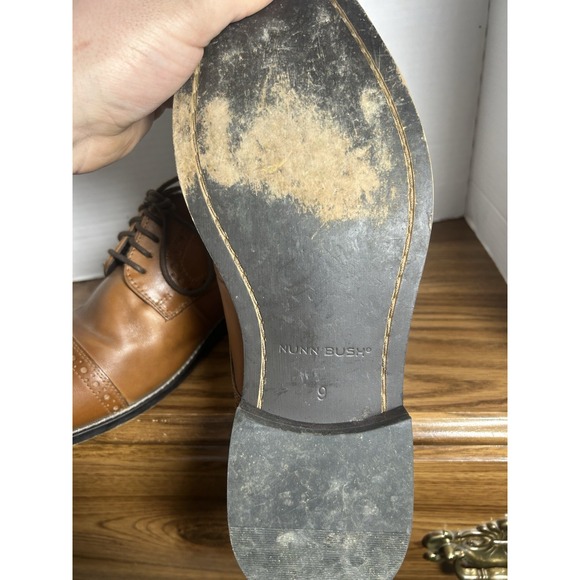 Nunn Bush Shoes Mens 9 Norcross Dress Cap Toe Oxford 84526 Brown Leather - Picture 3 of 14